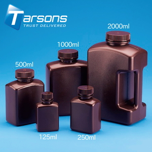 褐色角型瓶 1000ml (容器:HDPE製/蓋:PP製)